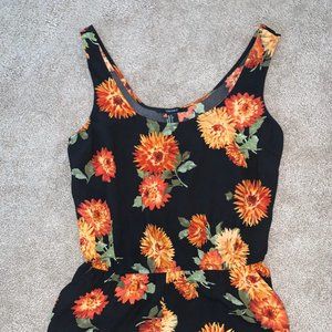 Scoop Neck Flowered Romper